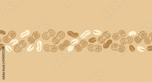 Peanut Border Patterned Design In Shades Of Brown And Neutral Beige Tones