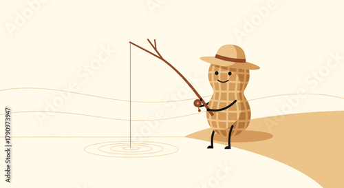 Peanut Engaged In Peaceful Angling Awaiting A Catch While Enjoying The Day