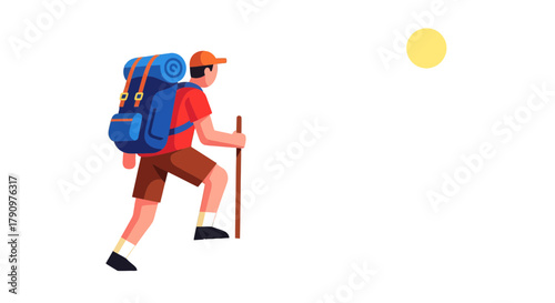 Night Hiker Embarking Into The Darkness With Backpack Under The Bright Moon