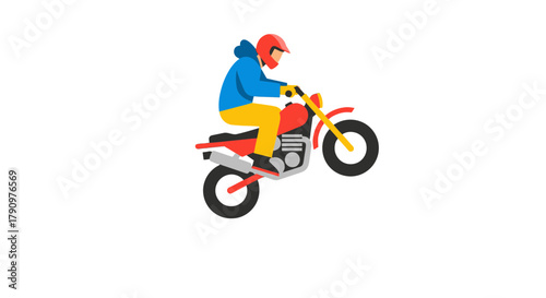 Motorcyclist Riding Aggressively, Performing a Wheelie Against a Black Backdrop