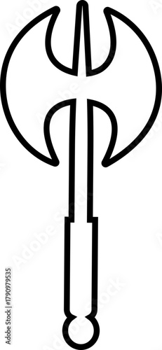 Weapon Icon Axe, Pickaxe, Halberd, Battle Axe, Spear, and War Tool Symbol Ancient and Modern Blade, Metal Armory, and Combat Equipment Vector in Black Color Line Style