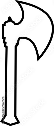 Weapon Icon Axe, Pickaxe, Halberd, Battle Axe, Spear, and War Tool Symbol Ancient and Modern Blade, Metal Armory, and Combat Equipment Vector in Black Color Line Style