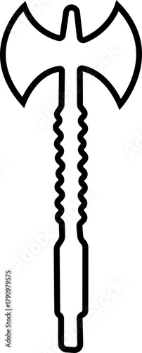 Weapon Icon Axe, Pickaxe, Halberd, Battle Axe, Spear, and War Tool Symbol Ancient and Modern Blade, Metal Armory, and Combat Equipment Vector in Black Color Line Style