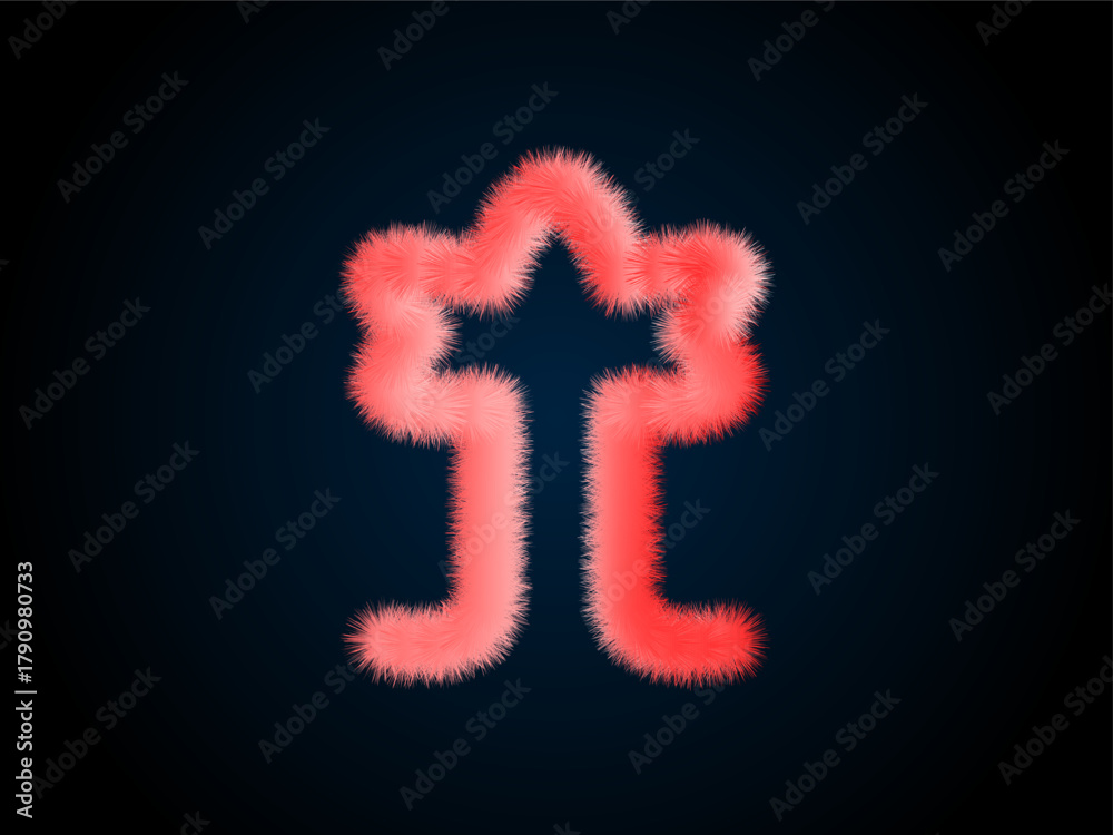 Fototapeta premium Glowing Red Neon Star Outline on Dark Background