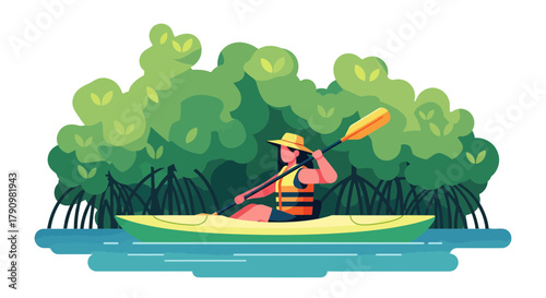 Kayak Adventure Exploring Mangrove Forest Nature Experience On A Sunny Day
