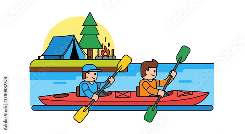 Kayak Adventure With Friends Enjoying A Sunset On The Lake During Camping