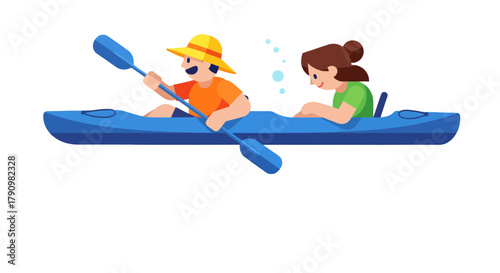 Kayak Adventure With Friends: Outdoor Activity and Leisure Time Together Enjoying The Water