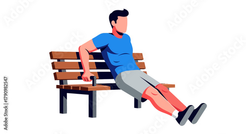 Man In Blue Shirt Doing Bench Dips, Exercise On A Black Background Artwork