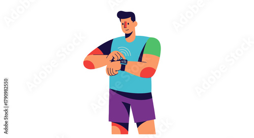 Man Interacting With Smartwatch, Illustrating Technology And Modern Communication