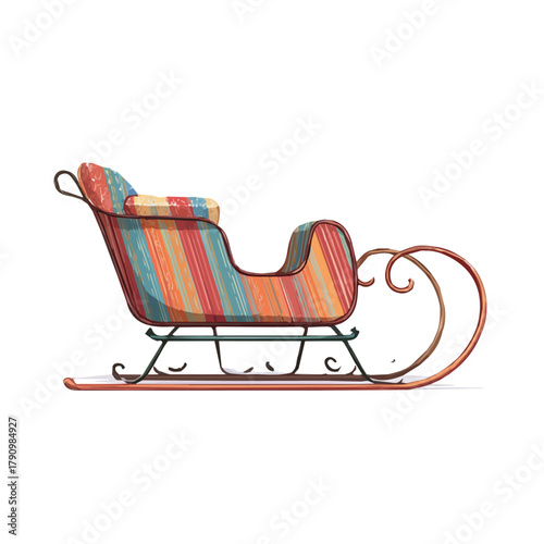 A simple EPS format illustration, vector, simple flat 2D icon, minimalist design, icon set, A Simple 2D vibrant vintage sleigh illustration isolated on a white background, simple design set