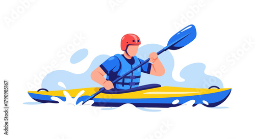 Kayak Adventure: An Active Individual Paddling Through the Refreshing Waters Solo