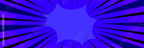Explosive blue and purple anime background with manga-style comic speed lines. A powerful motion effect that captures true anime energy.