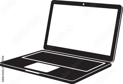laptop silhouette vector illustration. Vector Black silhouettes. with white background
