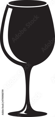 Simple Wine Glass Outline Drinkware Vector. Vector Black silhouettes. with white background