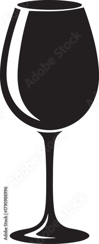 Simple Wine Glass Outline Drinkware Vector. Vector Black silhouettes. with white background
