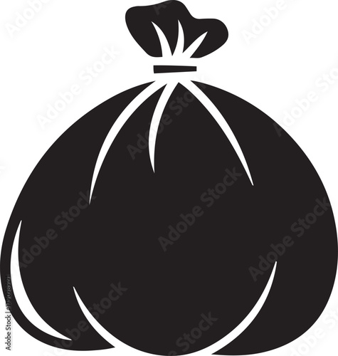Simple Garbage Bag Silhouette Vector. Vector Black silhouettes. with white background