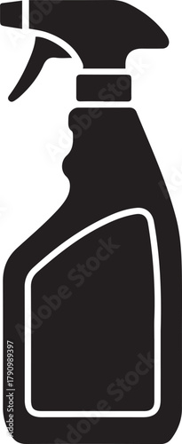 Floor Cleaner Bottle Silhouette Flat Design. Vector Black silhouettes. with white background