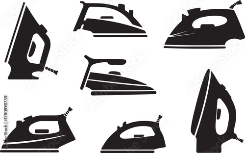 clothes iron. Vector Black silhouettes. with white background