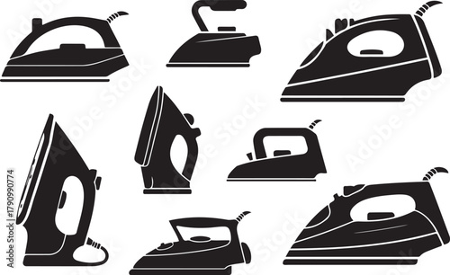 clothes iron. Vector Black silhouettes. with white background