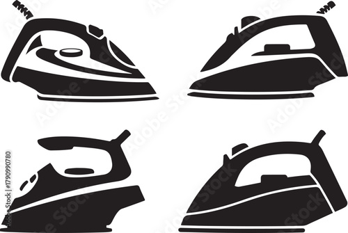 clothes iron. Vector Black silhouettes. with white background