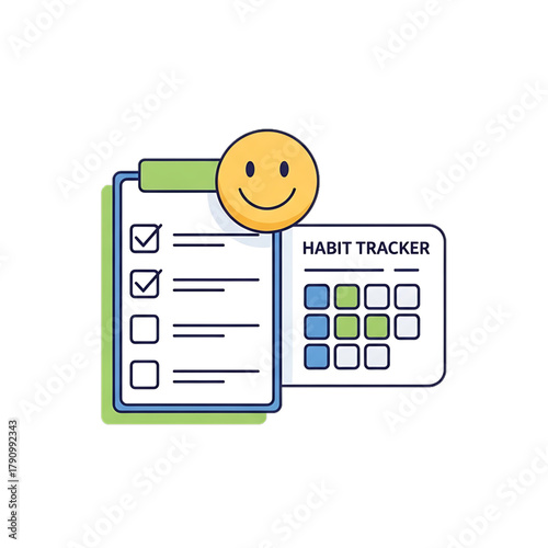 Smiley face habit tracker for daily routines and goals.