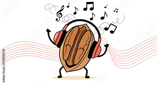 Joyful Pecan Listening To Music With Headphones And Dancing To The Rhythm Delightfully