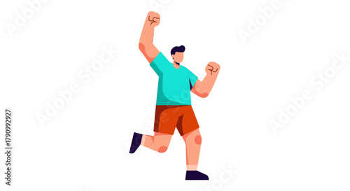 Joyful Illustration Of A Person Celebrating Success On A Solid Black Background