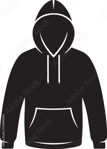 black silhouette of a hooded jacket. Vector Black silhouettes. with white background