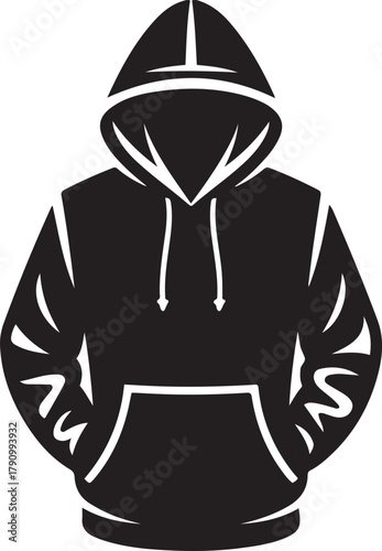 black silhouette of a hooded jacket. Vector Black silhouettes. with white background