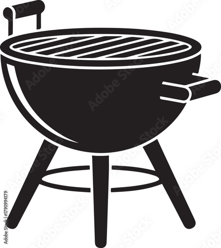 illustration of a portable grill. Vector Black silhouettes. with white background