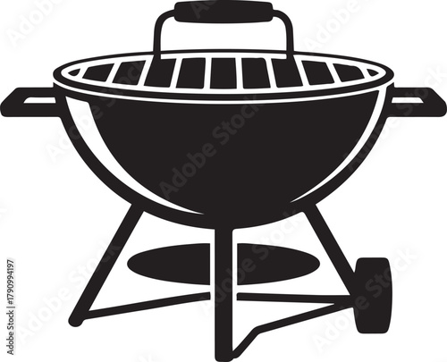 illustration of a portable grill. Vector Black silhouettes. with white background