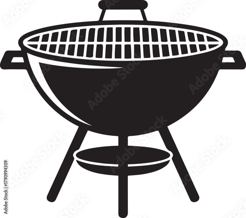 illustration of a portable grill. Vector Black silhouettes. with white background