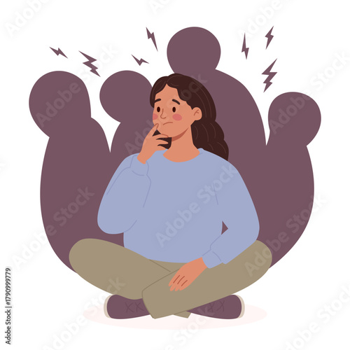 Woman Experiences Panic Attack and Social Phobia.