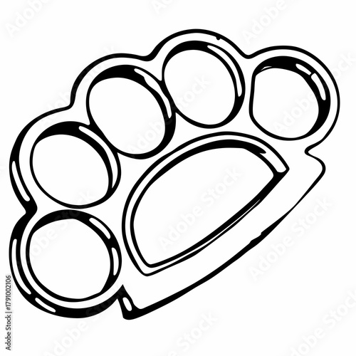 Brass knuckles illustration in black outline style  