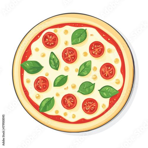 Obraz na plátně Pizza Margherita in a clean 2D flat vector icon style, minimal and simple, set on a plain white background