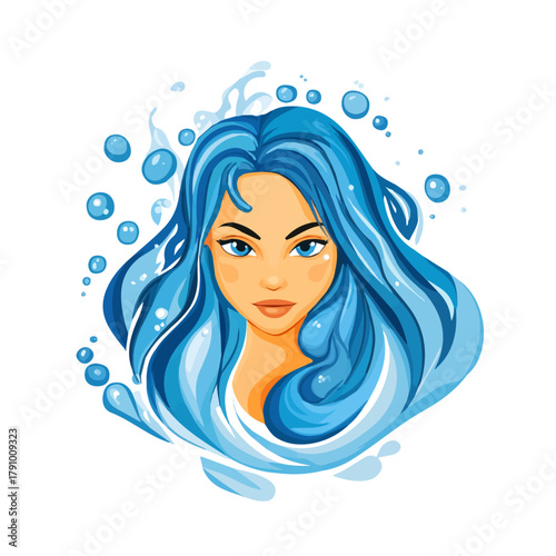 Flat 2D vector illustration of Water Nymph, simple icon style on a clean white background.