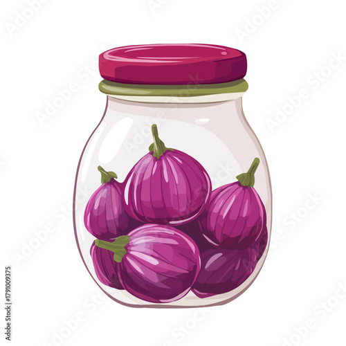 2D flat vector illustration of Pickled Onions, clean and minimal icon style, isolated on white background.