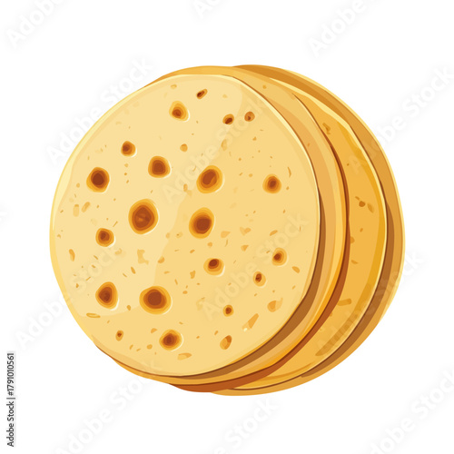 Roti, modern 2D flat vector illustration in icon style, isolated on pure white background.