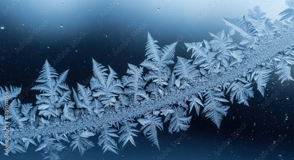 Obraz premium Intricate ice crystals form a delicate pattern on a window pane creating a beautiful winter scene professional stock photography content