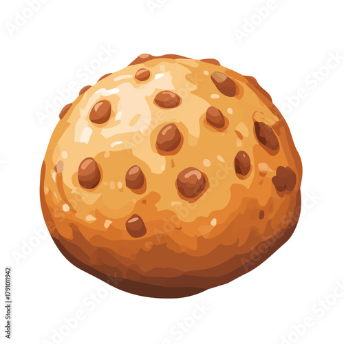 Oliebollen, modern 2D flat vector illustration in icon style, isolated on pure white background.
