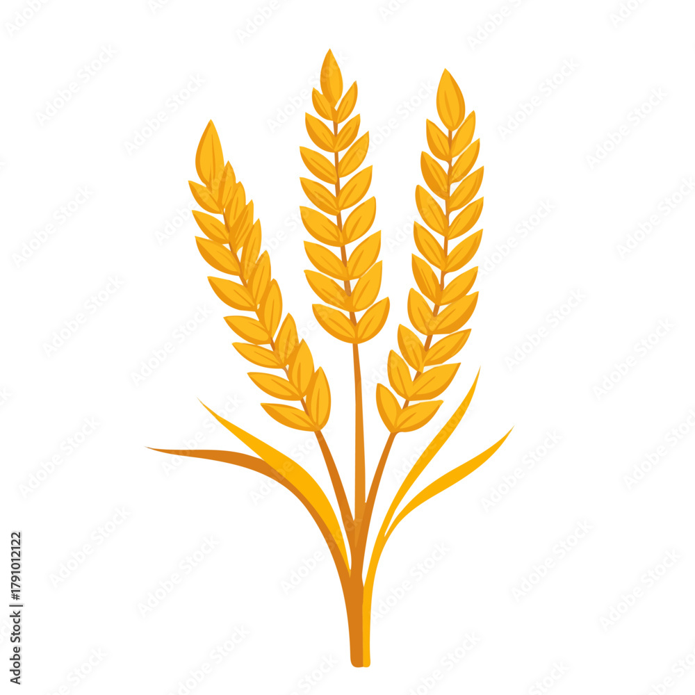 Naklejka premium Flat 2D vector illustration of Wheat, simple icon style on a clean white background.