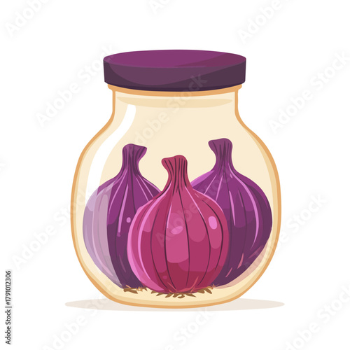 Minimal 2D vector illustration of Pickled Onions in flat icon style on a plain white background.