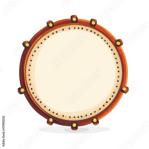 Tambourine Skin, modern 2D flat vector illustration in icon style, isolated on pure white background.