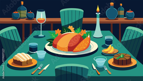 Thanksgiving greeting card featuring a turkey and a pumpkin, celebrating the holiday spirit..eps