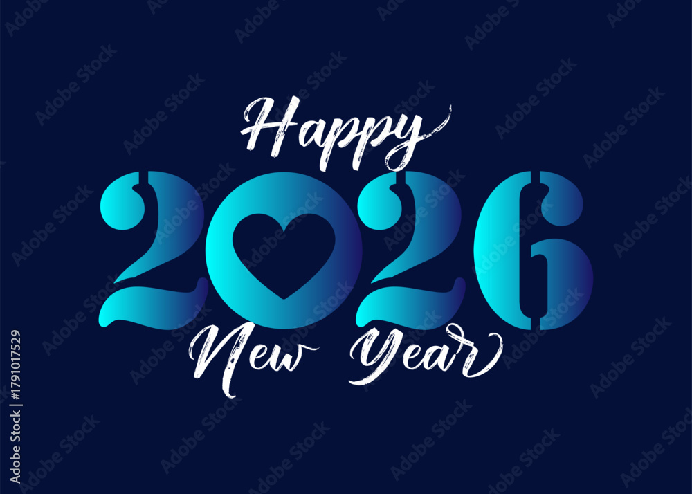 Naklejka premium Happy new year 2026 text design for brochure design template card banner vector illustration.