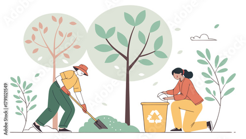 Eco-friendly lifestyle vector illustration 