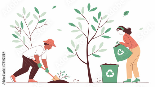 Eco-friendly lifestyle vector illustration 