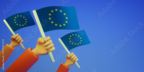 Europian Union Flag 3d Illustration. 3d render.