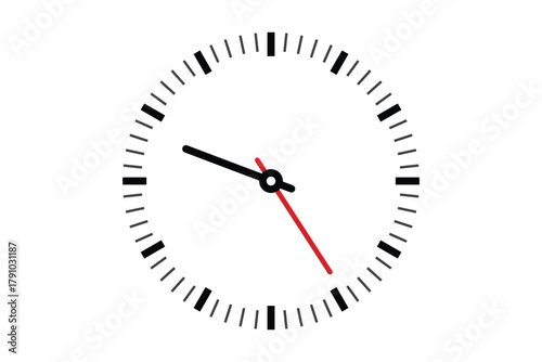 Analog Wall Clock Vector Illustration isolated on white.