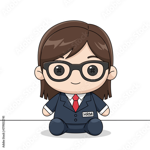 Professional hr manager doll with glasses and a suit this careerthemed plushie is perfect for business illustrations, office decor, or corporate designs